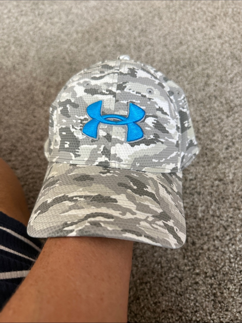 Under Armour Gray Camo Hat with Blue Embroidered Logo